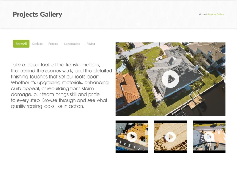Drone Footage Showcases If you use drones for inspections, we embed: 360° roof views Video walkthroughs showing damage or completed work Instant differentiation. Most roofers just have static photos. You have immersive, high-tech documentation.