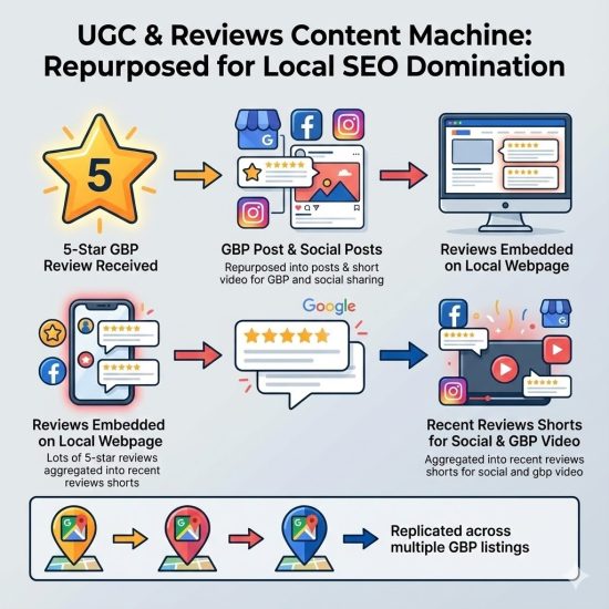 Reviews are the most powerful local ranking signals.And are also great for localized content across multiple platforms (social and GBP posts, YT shorts, Instagram reels, content snippets for local pages)